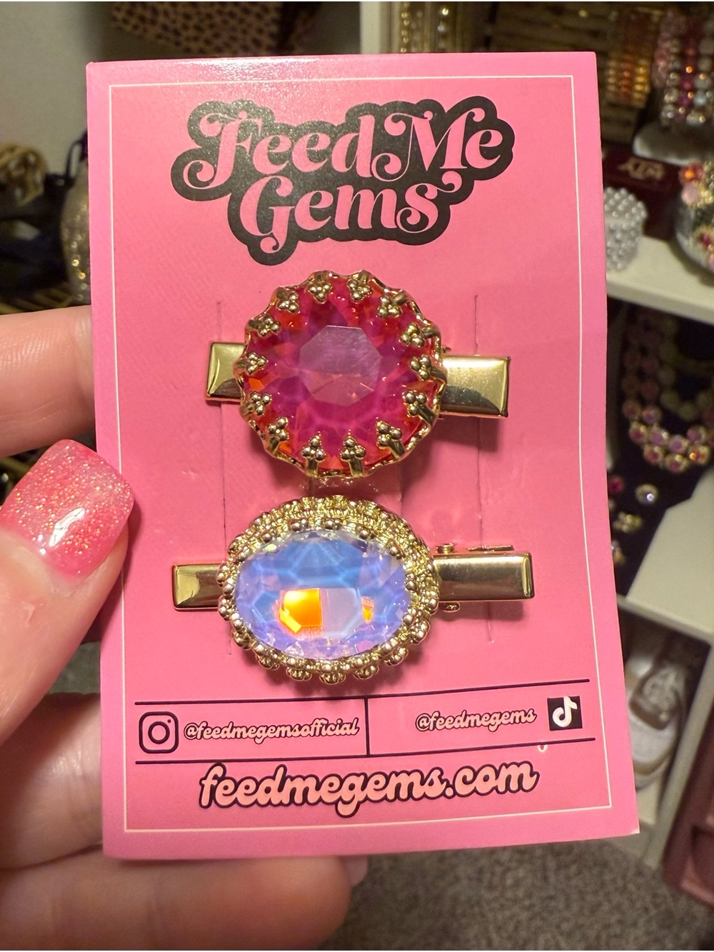 Feed me gems hair candy clips